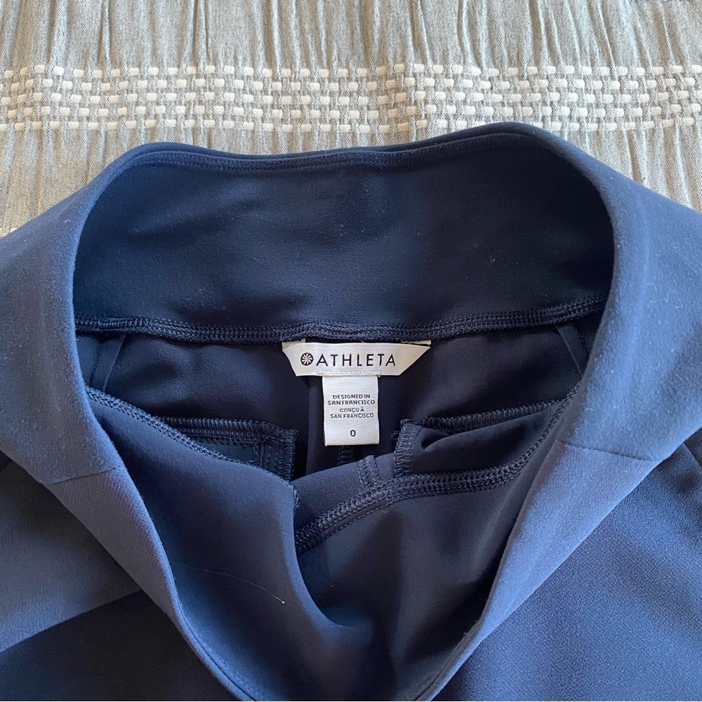 Athleta Navy Endless Pants Sz 0 Work Travel Athleisure Straight Leg High Rise - Picture 8 of 16